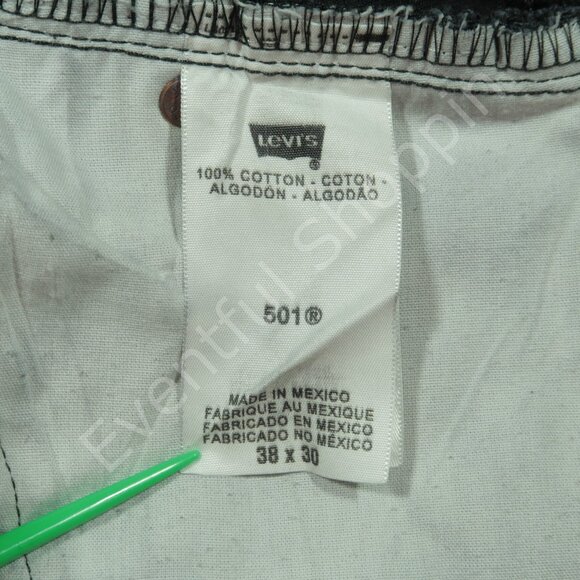 Vintage Levis 501 Jeans Mens 38 Black Original Fit Straight Denim Y2K - Picture 6 of 8